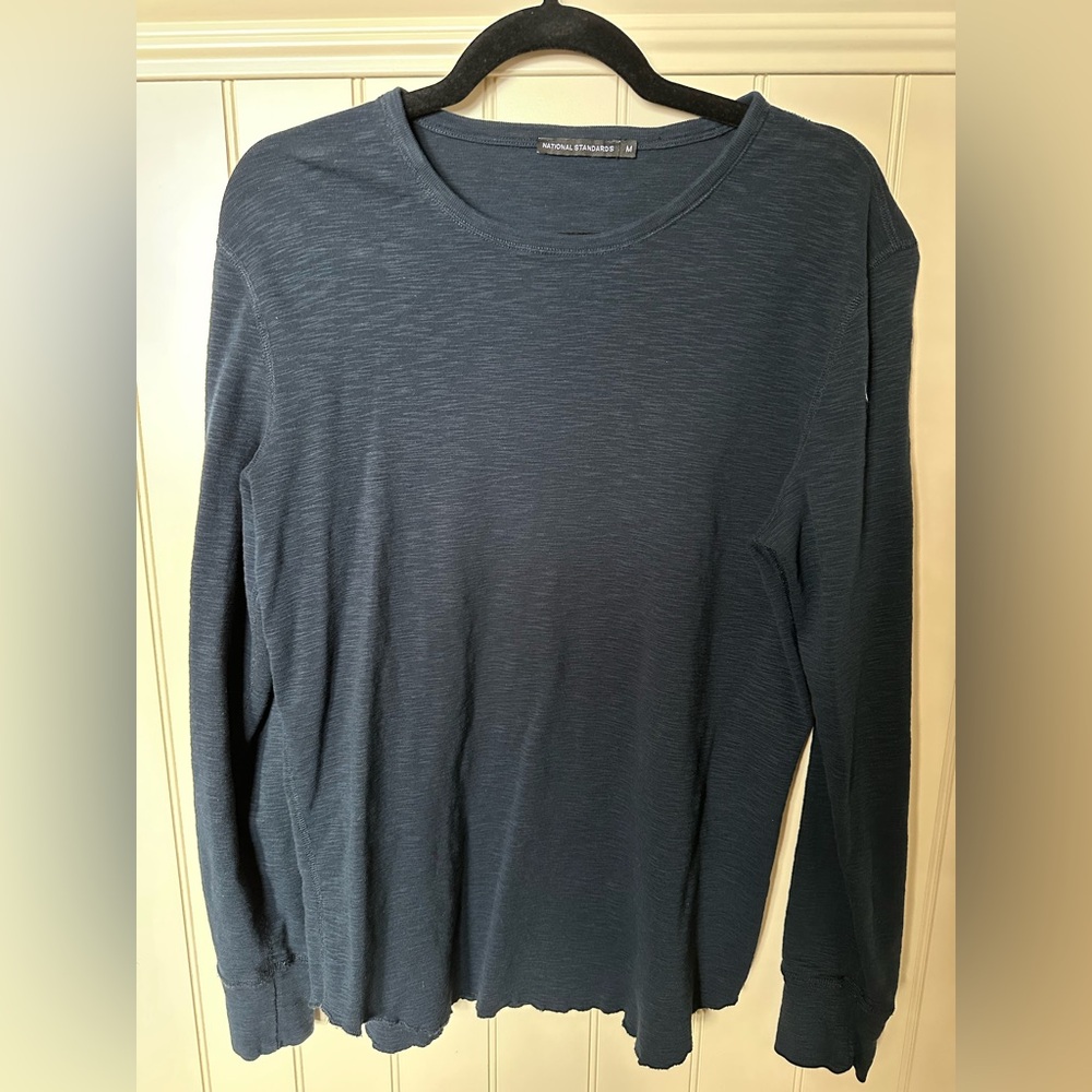 NATIONAL STANDARDS Mens Size Medium Grey Pattern Long Sleeve Crew Neck T…